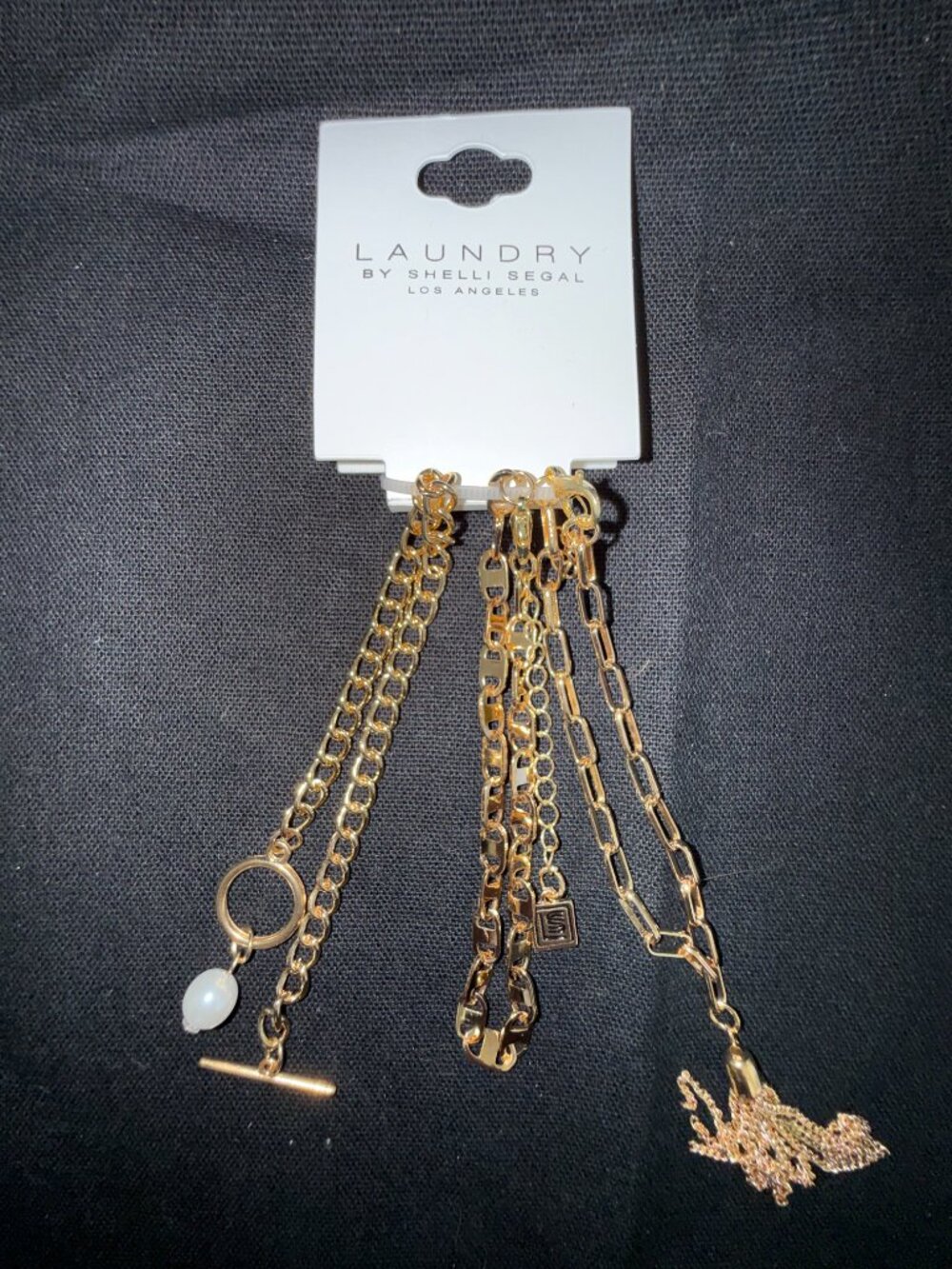 Designer Bracelets-Laundry by Shelli Segal-Triple Strand Gold Tone with Pendant - Picture 2 of 3